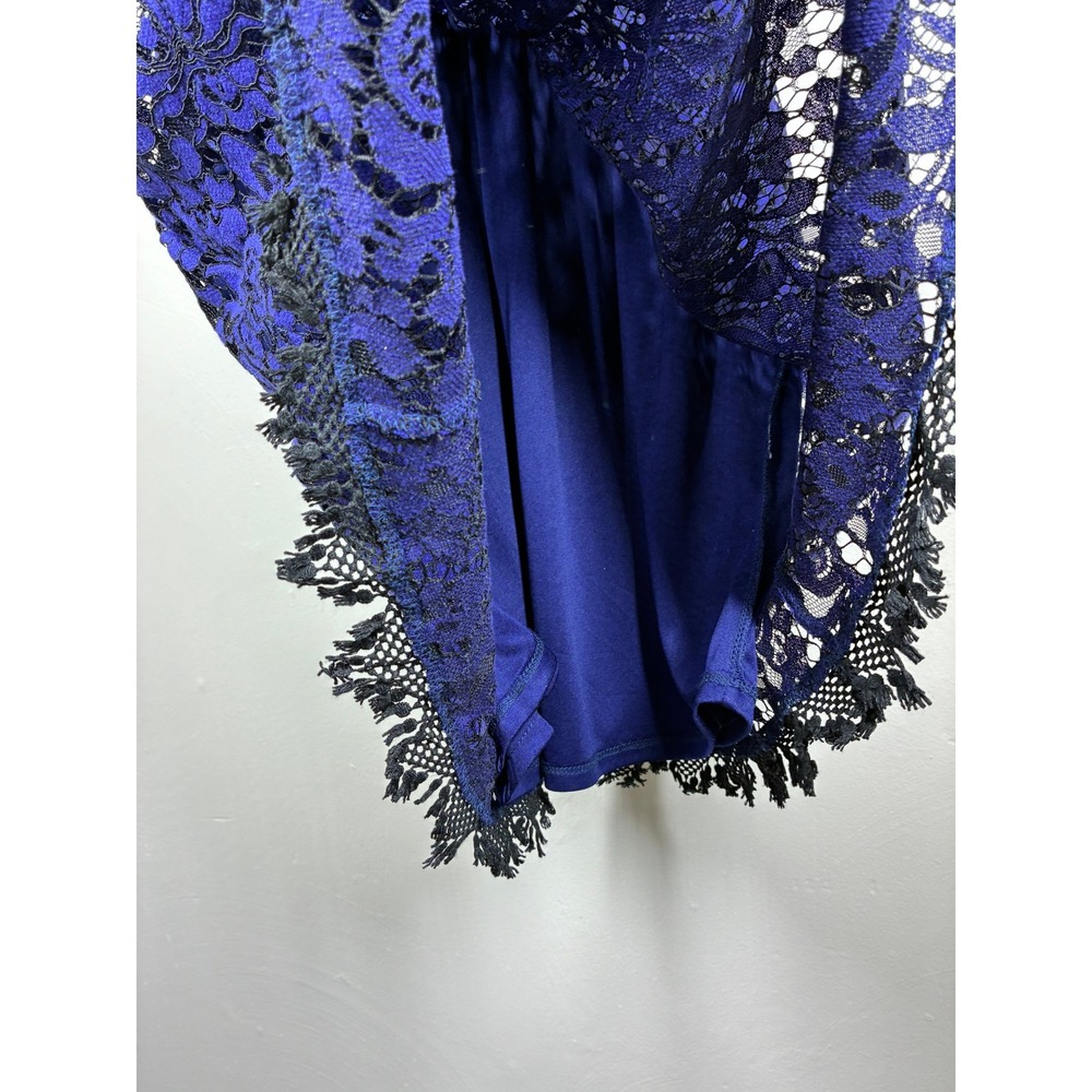 Altar'd State Lace Dress Blue Black Floral Overlay Fit Flare Medium Dainty - Picture 8 of 13